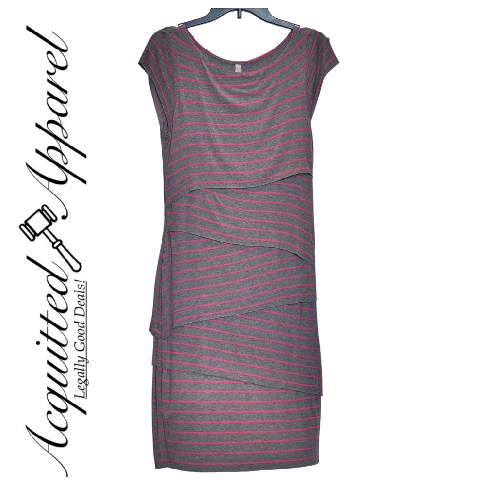 Bailey 44 Layered Striped Cap Sleeve Slip On Dress L - Picture 1 of 11